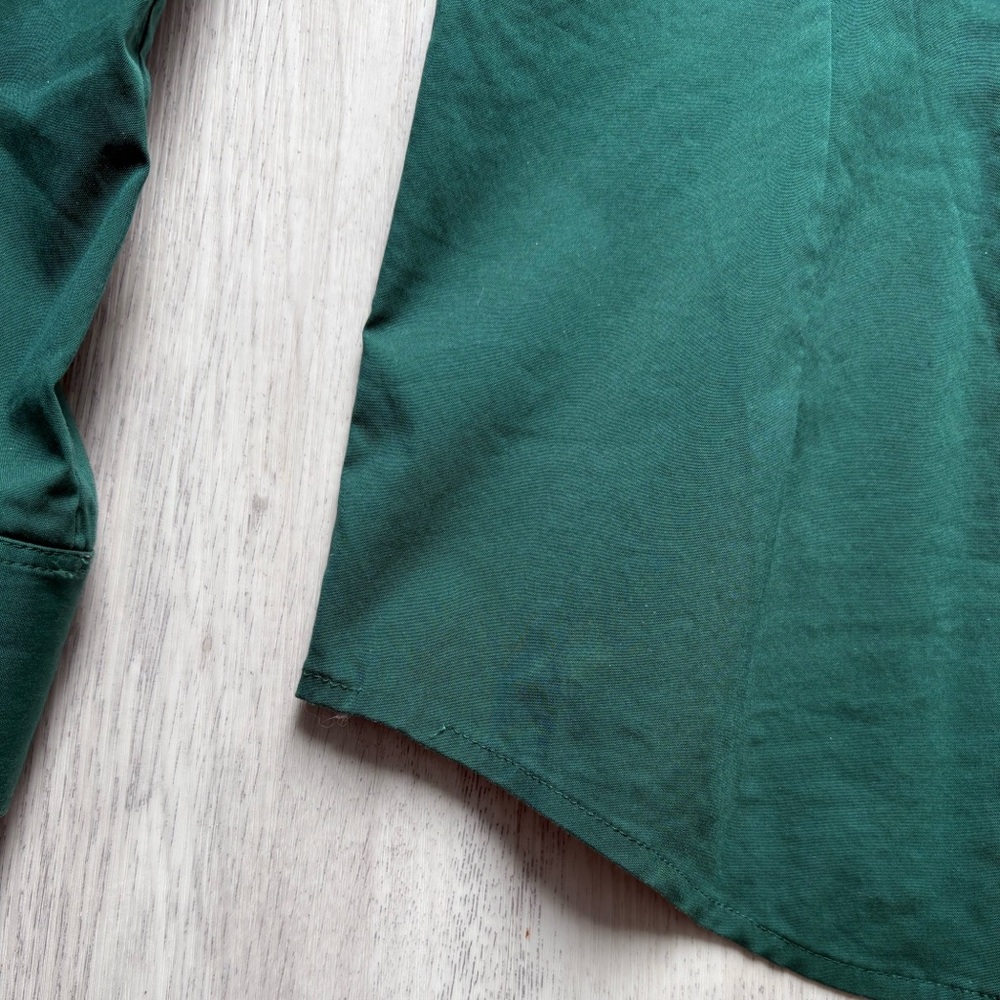 Theory Green Cotton Blend Tailored Button-Up Shirt Size Medium - Picture 6 of 11